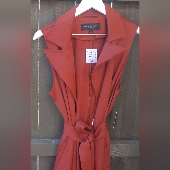NWT Marc New York Andrew Sleeveless Chili-Red Trench Dress Size Small - Picture 3 of 13